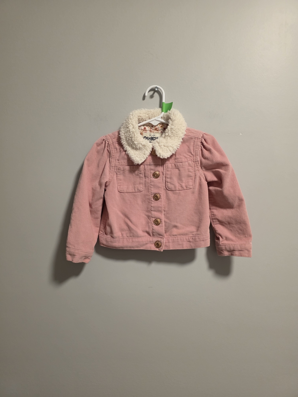 OshKosh B'gosh Light Pink Corduroy Jacket with Cream Sherpa Collar
